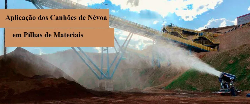 Canhão de névoa Suppress instalado em torre sobre pilha de materiais